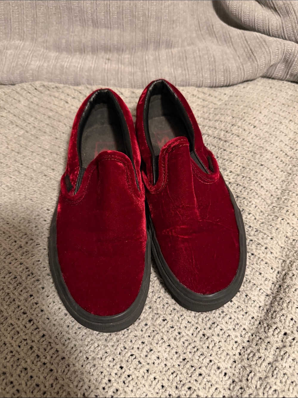 Mens Red Velvet Slip-On Shoes